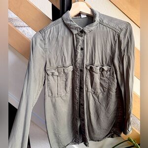 Olive Long Sleeve Button Up, &Denim, size 4